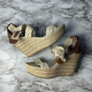 Brash Woven Brown and White Wedges Women’s Size 10